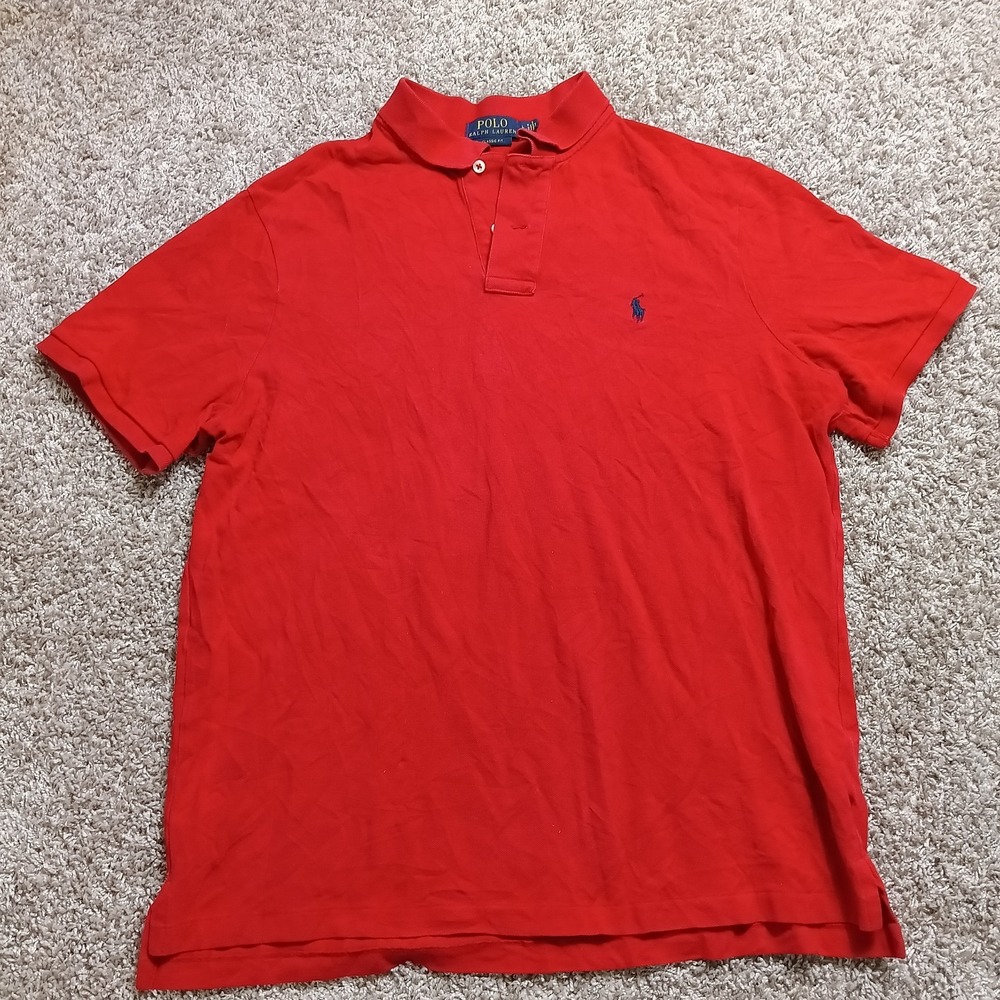 Polo Ralph Lauren Classic Fit Red Polo Shirt Men's Large Cotton Logo